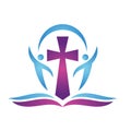 Cross with bible logo icon. Royalty Free Stock Photo