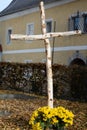 Cross of birch wood - closeup