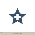 Cross Blue Star Logo Template Illustration Design. Vector EPS 10 Royalty Free Stock Photo