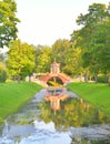 The Cross Bridge in Alexander Park in Tsarskoye Selo. Royalty Free Stock Photo