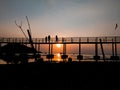 cross the bridge at dusk Royalty Free Stock Photo