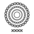 Cross brush patterns in a circle line black shape design vector graphic round frames with fully editable stroke width
