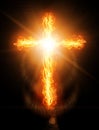 Cross burning in fire Royalty Free Stock Photo