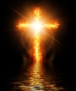 Cross burning in fire Royalty Free Stock Photo