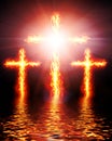 Cross burning in fire Royalty Free Stock Photo