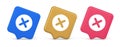Cross button cancel reject decline negative forbidden fail 3d realistic speech bubble icon