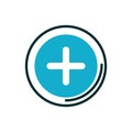 Cross button medical icon line fill