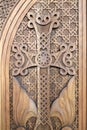 Cross carved on wooden door Royalty Free Stock Photo