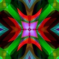 Cross celtic mandala , geometric background in greens, central star in purple, red, orange, coral burgundy, brown, black Royalty Free Stock Photo