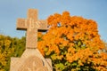 Cross in a cemetery Royalty Free Stock Photo