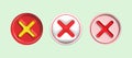 cross check mark icon button and no or wrong symbol on reject cancel sign button . rendering 3D Royalty Free Stock Photo