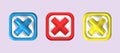 cross check mark icon button and no or wrong symbol on reject cancel sign button . rendering 3D