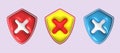 cross check mark icon button and no or wrong symbol on reject cancel sign button . rendering 3D
