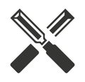 Cross Chisel glyph icon. Silhouette symbol.