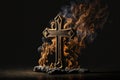 Cross of christian religion. orthodoxy and catholicism divine symbols in shape of cross, Jesus Christ and God, faith