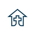 Cross church home building line modern logo Royalty Free Stock Photo