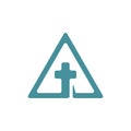 Cross church sign triangle geometric logo