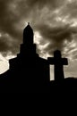 Cross and church silhouettes Royalty Free Stock Photo