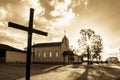 The cross and the church Royalty Free Stock Photo