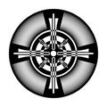 Cross in circle shape. Abstract design element. Royalty Free Stock Photo