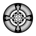 Cross in circle shape. Abstract design element. Royalty Free Stock Photo