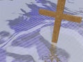 Cross on clouds background - 3d render