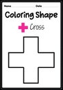 Cross coloring page for preschool, kindergarten & Montessori kids to practice visual art drawing and coloring activities