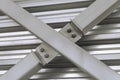 Cross connection steel bracing of metal frame structure close-up Royalty Free Stock Photo