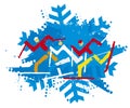 Cross Country Ski Racers, nordic skiing, grunge stylized. Royalty Free Stock Photo