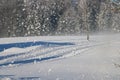Cross Country Ski Tracks in the Austrian alps, Winter Mountains. Royalty Free Stock Photo