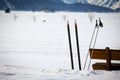 Cross Country Ski Tracks in Engadin Royalty Free Stock Photo