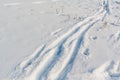 Cross country ski tracks in freshly fallen snow Royalty Free Stock Photo