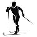 Cross-country skier, black silhouette,vector icon Royalty Free Stock Photo