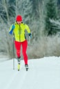 Cross-country skiing classic technique practiced by woman