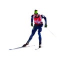 Cross country skiing, geometric silhouette Royalty Free Stock Photo