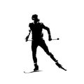 Cross country skiing, isolated vector skier silhouette Royalty Free Stock Photo