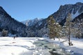 Cross country skiing in the Marcadau valley Royalty Free Stock Photo