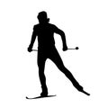 Cross country skiing vector silhouette Royalty Free Stock Photo