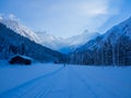 Cross-country skiing in winter, Spielmannsau valley, Oberstdorf, Allgau, Germany