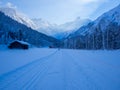 Cross-country skiing in winter, Spielmannsau valley, Oberstdorf, Allgau, Germany