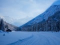 Cross-country skiing in winter, Spielmannsau valley, Oberstdorf, Allgau, Germany