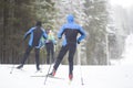 Cross country Skilling. A skier goes skiing on the ski track