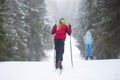 Cross country Skilling. A skier goes skiing on the ski track