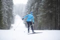 Cross country Skilling. A skier goes skiing on the ski track