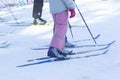 Cross country Skilling. A skier goes skiing on the ski track