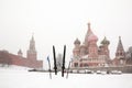 Cross-country skis and poles stuck in snow Royalty Free Stock Photo