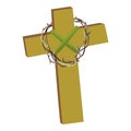 Cross with crown of thorns isolated on white background vector illusatration, christianity religius symbol of faith Royalty Free Stock Photo