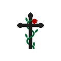 Cross decorated with a flower. Vector illustration Royalty Free Stock Photo