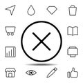 cross, delete icon. Simple thin line, outline vector element of minimalistic, web icons set for UI and UX, website or mobile Royalty Free Stock Photo