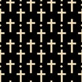 Cross with diamonds pattern seamless in simple style vector illustration. Yellow on black Royalty Free Stock Photo